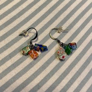 Multi-colored Millefiori beaded earrings